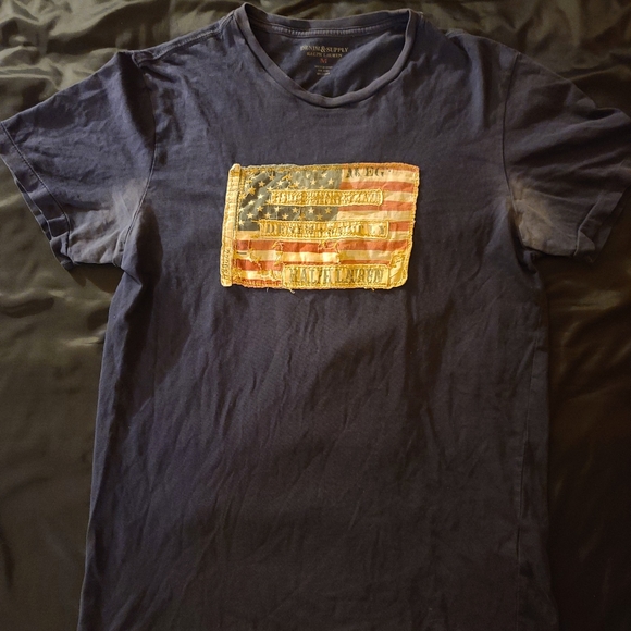 Denim & Supply Ralph Lauren Men's US Flag Shirt | Blue | Medium | Short Sleeve - Picture 4 of 5